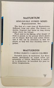Back of Nasturtium Vintage Seed Packet