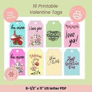 Sweet & Simple Valentine Gift Tags Now in the Shop - set of 8 valentine printable tags