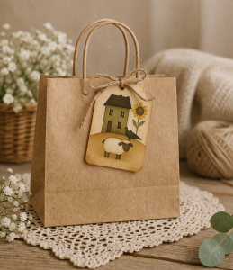 Gift bag with primitive gift tag 