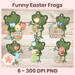 Funny Easter Frogs - 6 - 300 dpi png images 