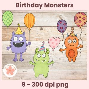 Birthday Monsters - 9 - 300 dpi png images
