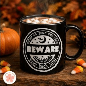 10 Easy Halloween Crafts You Can Make with SVG Files - Beware cocoa mug