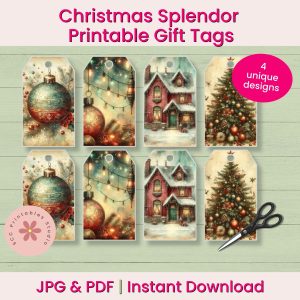 Christmas Crafting Starts Early: New Holiday Designs at SCC Digital Designs - Christmas Splendor Printable Gift Tags, Victorian Style Christmas