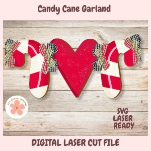 A Little Christmas Crafting: Ornaments, Garlands & Holiday Stickers - Candy Cane Garland Digital Laser SVG Cut File0